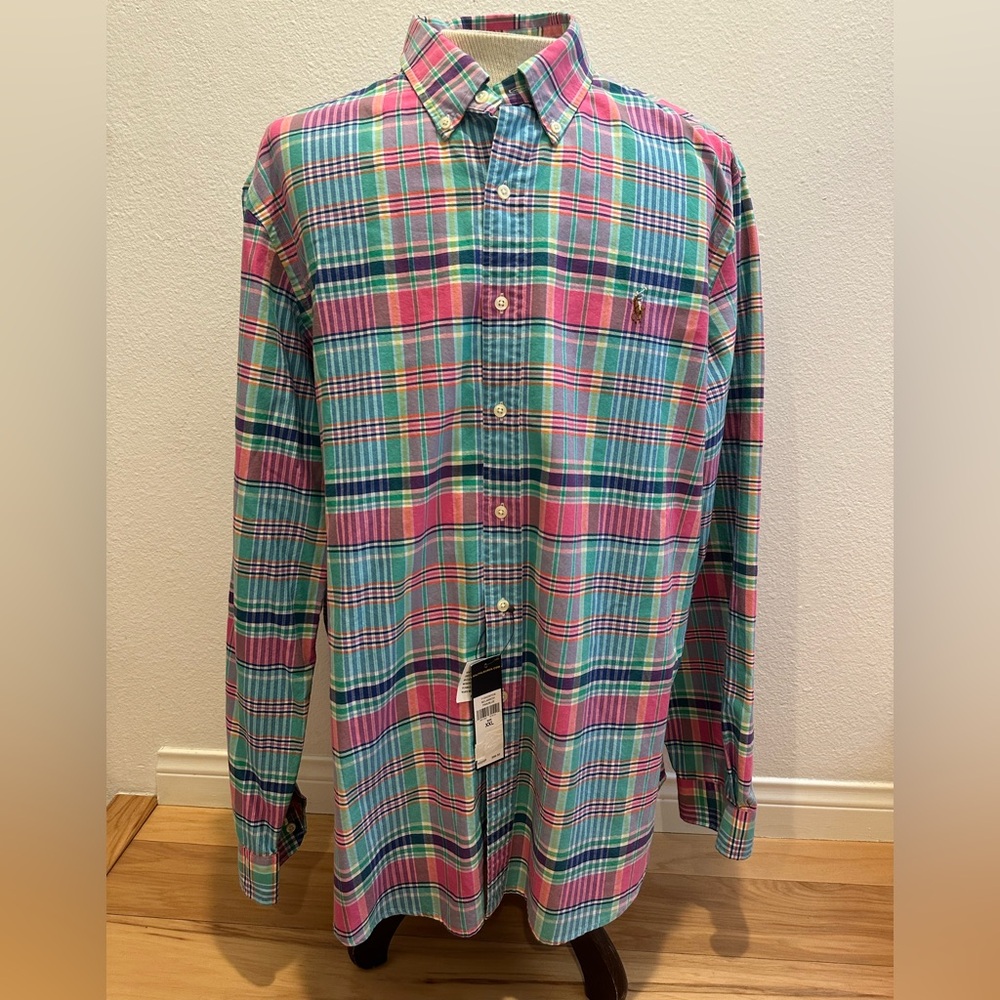 Ralph Lauren Long Sleeve Plaid Oxford Button Down Shirt size XXL NWT